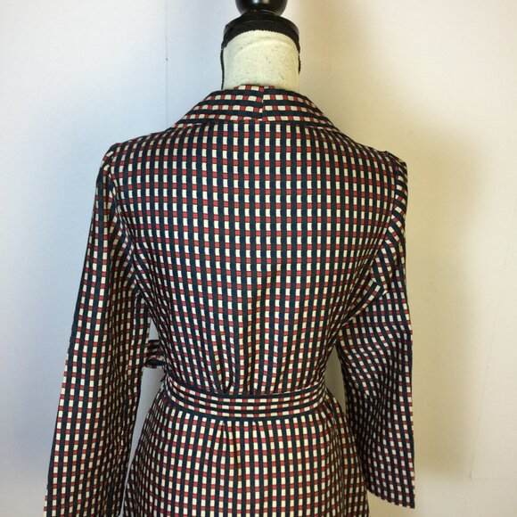 Claudette Italy Maxi Wrap Dress IT44 US8 UK12 Womans Red Blue Plaid Feminine Vtg - Picture 7 of 16